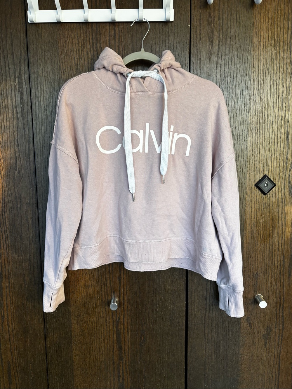 Calvin Klein Light Mauve Cropped Logo Hoodie
